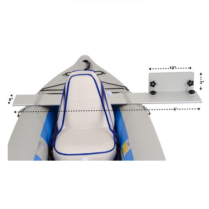 Sea Eagle Kayak Motormount front view with dimensions. 