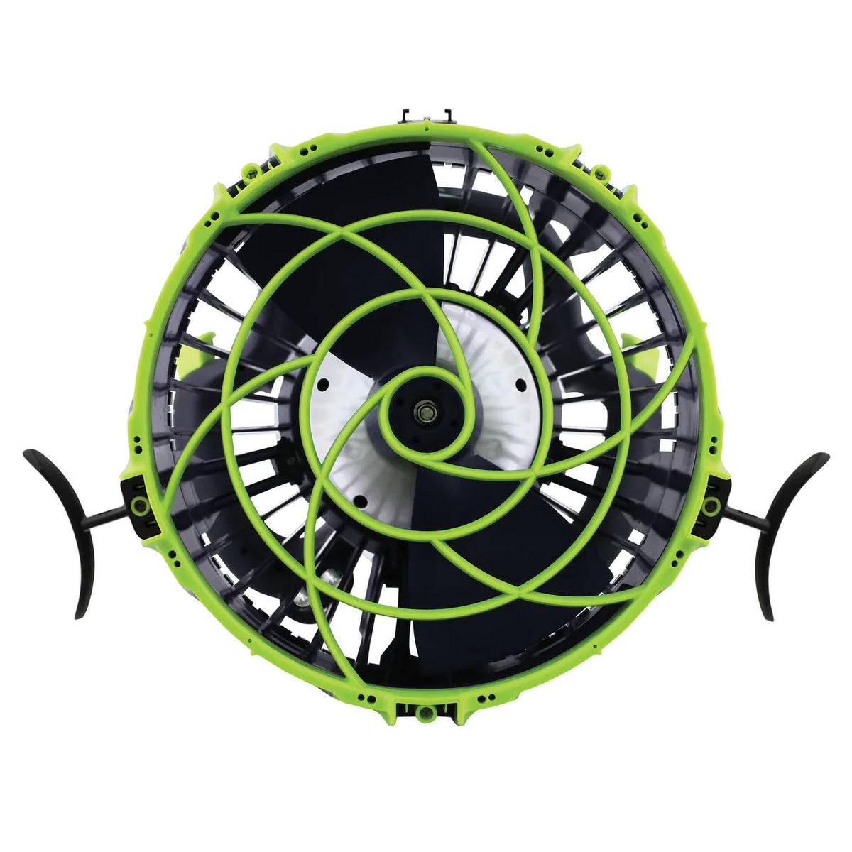 NAVTECH2 Bottom Full View of Propeller with white body and black/neon bottom. It has a black propeller.