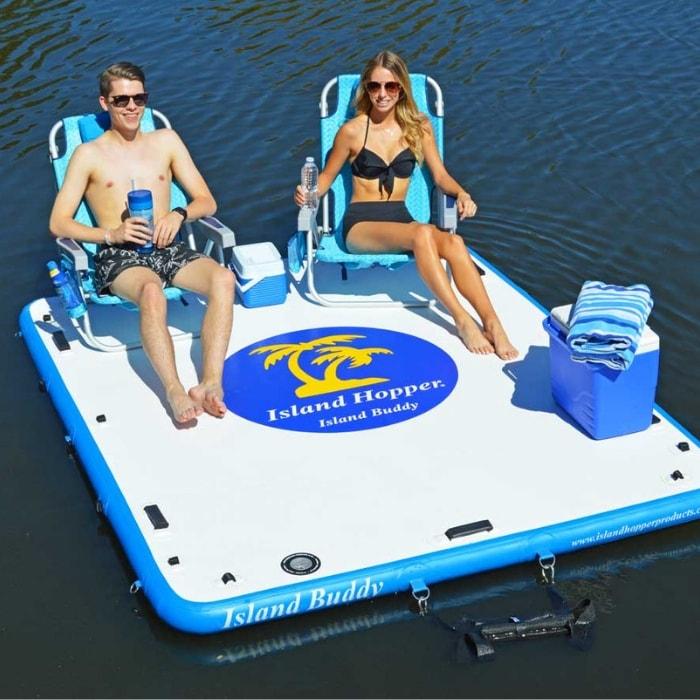 Island Hopper Island Buddy Inflatable Floating swim platform - Lake Swim Platform