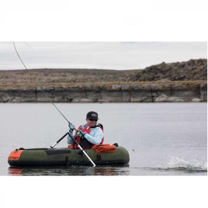 catching fish on the lake in the Sea Eagle PackFish7 Inflatable Fishing Boat