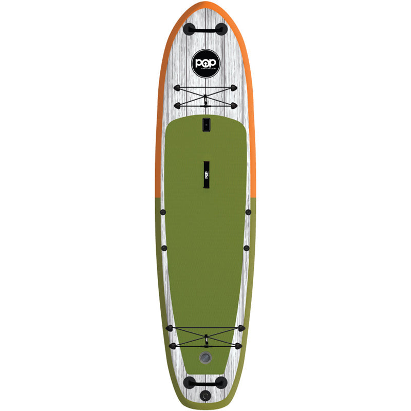 El Capitan 11&#39;6&quot; Inflatable SUP Green/Orange full frontal view.