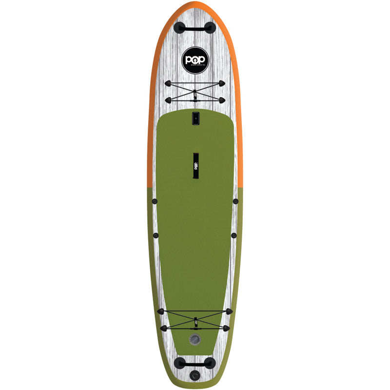 El Capitan 11'6" Inflatable SUP Green/Orange full frontal view.