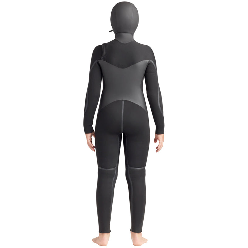 This is the full-back view of the Youth Phoenix 5/4/3mm Slant-Hip Hooded Fullsuit.