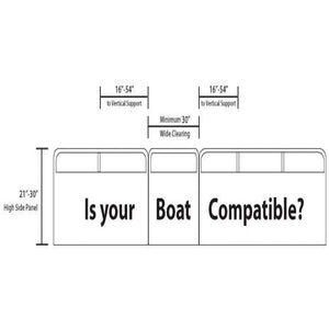 Rave Infltable Pontoon Slide diagram of compatible boats for the Rave Pontoon Slide