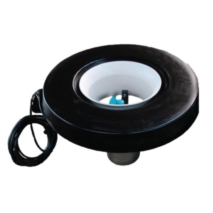 Bearon Aquatics F250 Surface Aerator.  Circular black ring around a white inner shroud.