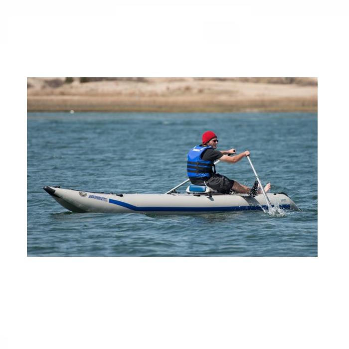 Paddling a Sea Eagle Universal QuikRow™ Kit on a Sea Eagle Paddleski