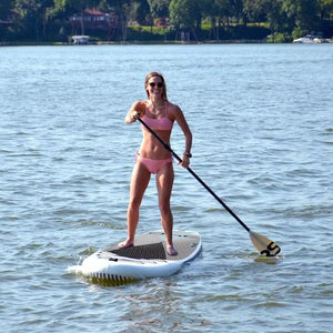 Rave Akina Paddleboard being paddled on a lake