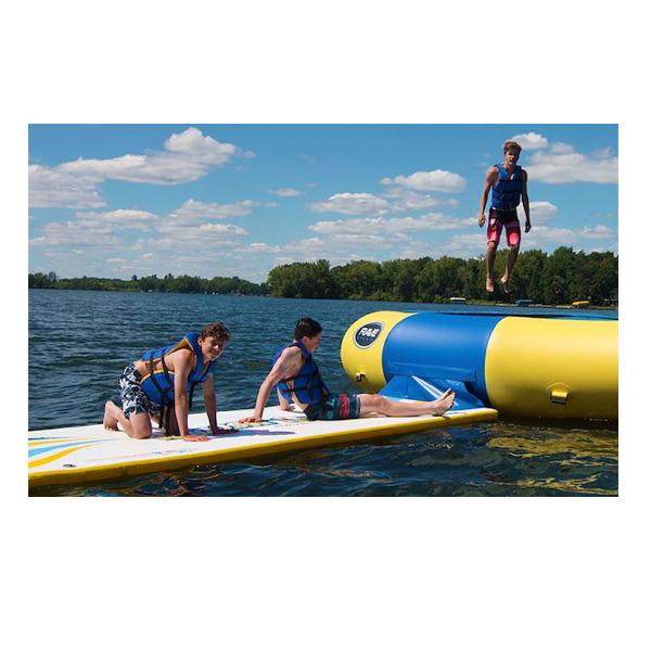 Rave Water Whoosh Floating Water Mat attached to a Rave Water Trampoline.