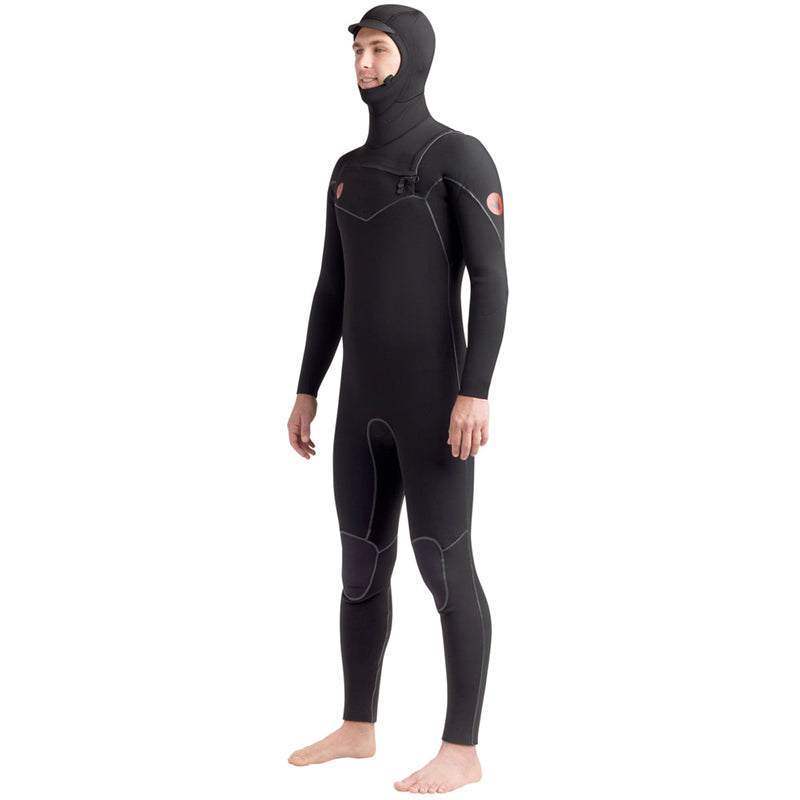 This is the left-side view of Body Glove Hooded Red Cell Chest Zip Wetsuit.