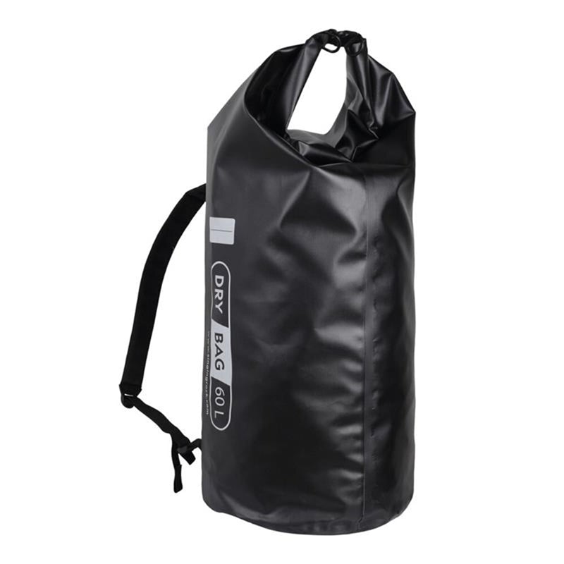 This shows the two variations of the Singing Rock Dry Bags. One is a 60-litre black bag while the other one is a 40-litre yellow bag.
