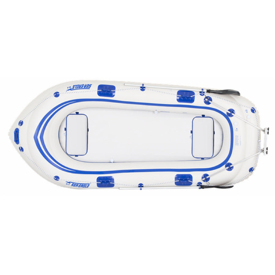 White and blue Sea Eagle 9 Inflatable Boat top view 