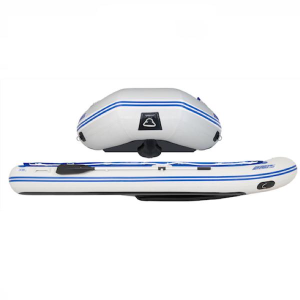 Sea Eagle 14&#39; Sport Runabout Inflatable Boat front view and side view.