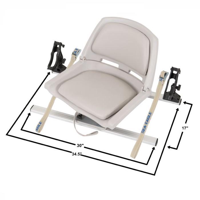 Sea Eagle Swivel Seat Fishing Rig with Scotty Rod Holders diagram of dimensions. Top view. 