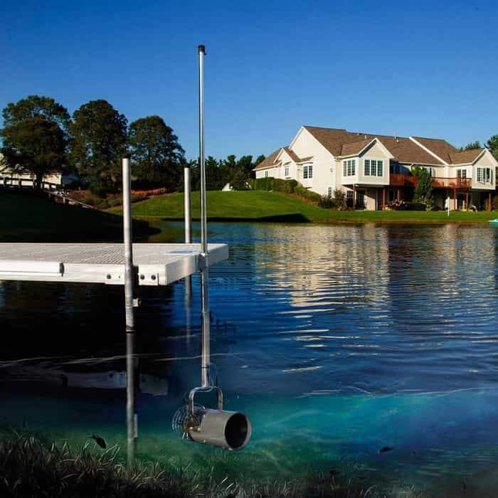 Scott Aerator Dock Mount Aquasweep in the water keeping it clear.