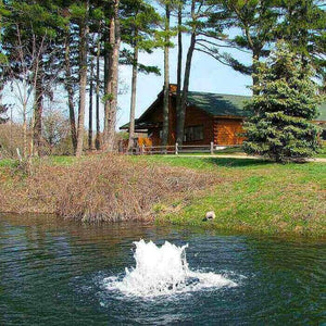 Scott Aerator Boilermaker Aerator 1 Hp Surface Aerator flows freely in the backyard pond.