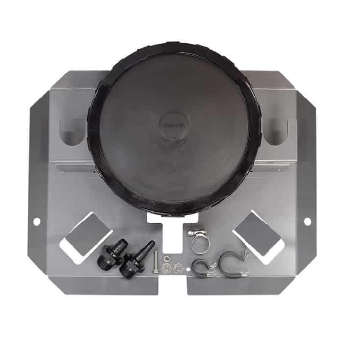 Scott Aerator Bubble Pro Mini Sub-Surface Aerator top view showing the black pad, grey base, and clamps and valves.