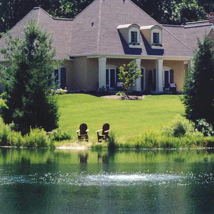 Scott Aerator Bubble Pro Max Sub-Surface Aerator in action in a pond.  You barely notice any action from above the water.  There is a small area where you can see the bubbles coming to the top.