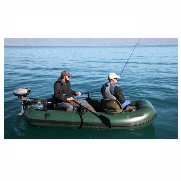 2 guys fishing on the lake on the Sea Eagle Stealth Stalker 10 Inflatable Fishing Boat 