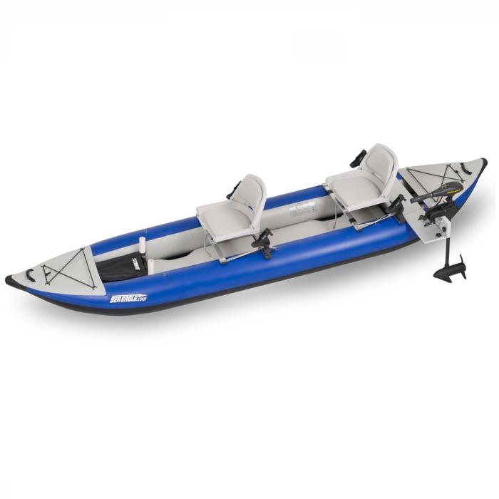 Sea Eagle Swivel Seat Fishing Rig on a 2 Person Sea Eagle Explorer with motormount, top view