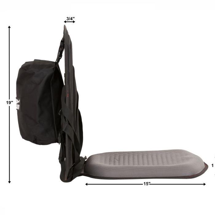 Sea Eagle Tall Back Kayak Seat diagram of side view with dimensions. 