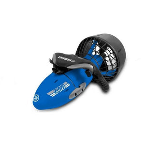 Yamaha RDS250 Seascooter features an all blue design with black handles and a black protector around the propeller cage.