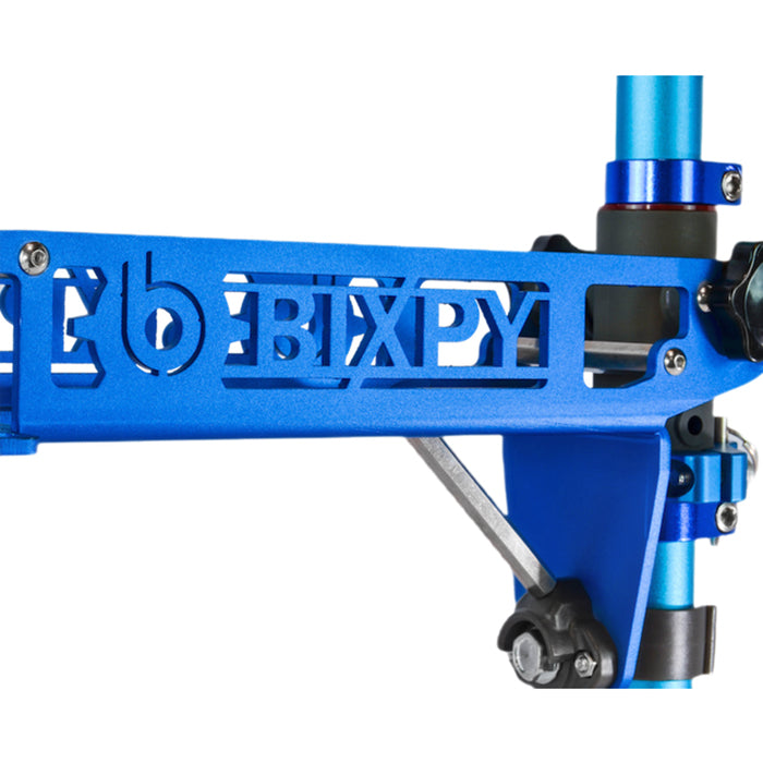 Hobie Pro Angler Compass Outback Power Pole Adapter close up of the blue power plate saying &quot;BIXPY&quot; on it.