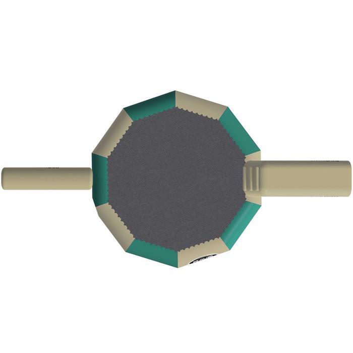 Hunter Green and Tan Rave Bongo 13 Water Bouncer Northwoods Water Park.  Image on a white background. 