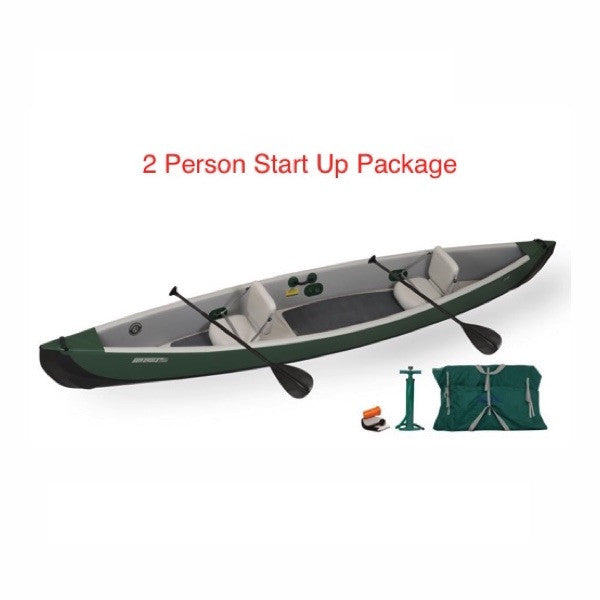 Sea Eagle Inflatable Canoe 16 2 Person Start Up Package display view.