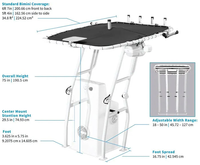 Roswell UNI-T Universal T-Top dimensions