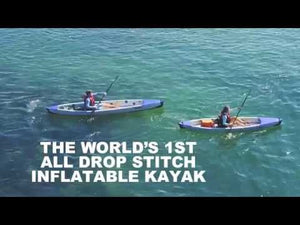 Video showing the blue and white/grey Sea Eagle 393rl Razorlite Inflatable Kayak in action.