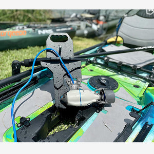 Low Profile - ThruHull Pedal Drive Adapter attached to a J-2 motor on a kayak