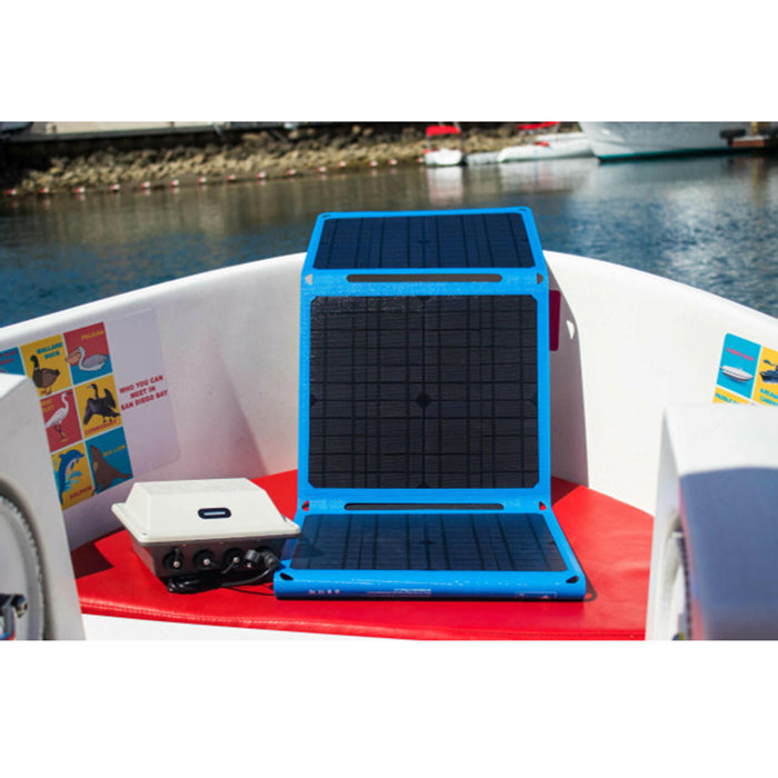 PP-166 Power Station &amp; Solar Panel Bundle Kit on a boat out in the sun