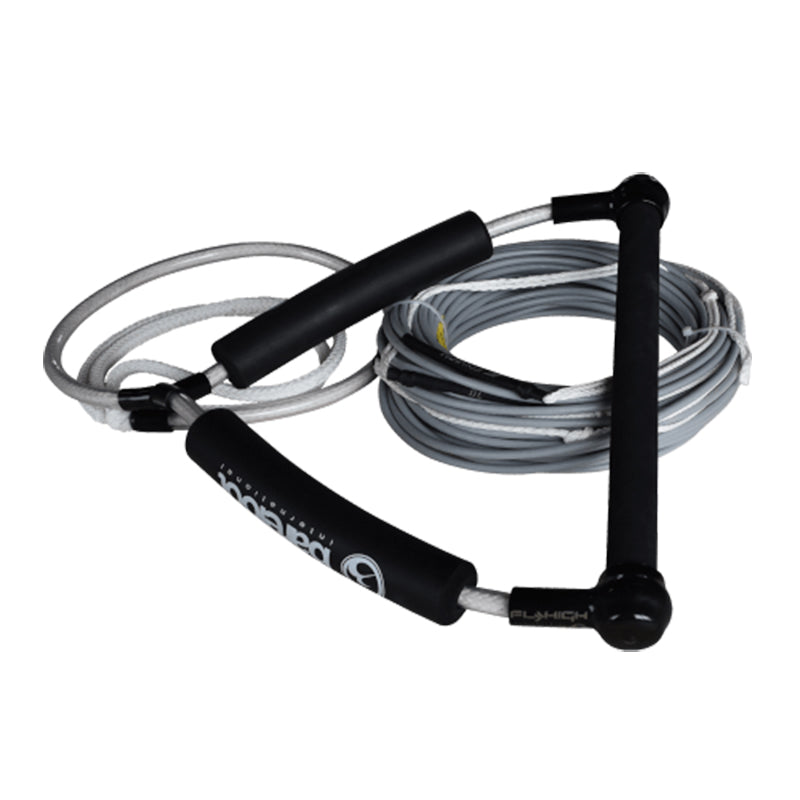 Barefoot SILVER SPECTRA ROPE W PVC &amp; FLOAT CORE 100 LONG WITH 15 WAKE HANDLE COMBO