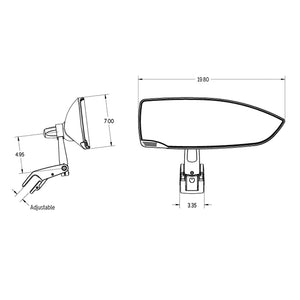 Roswell Marine Mirror Mount Combo dimensions