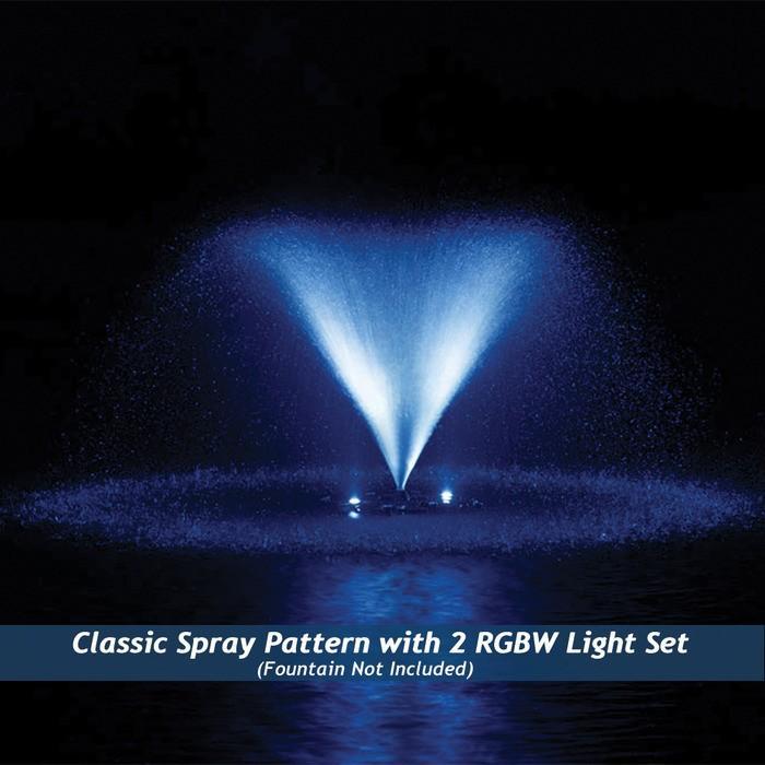 Airmax RGBW Color-Changing LED Fountain Set, showing blue light on the fountain