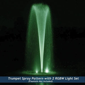 Airmax RGBW Color-Changing LED Fountain Kit, Green light lights up the tall fountain.